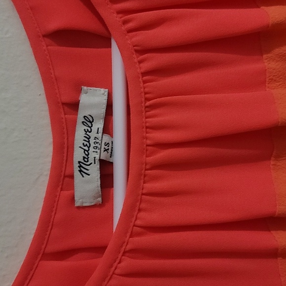 Madewell Neon Pink Coral Bungalow Shift 60s Inspired  Mini Dress sz XS GUC - Picture 5 of 10